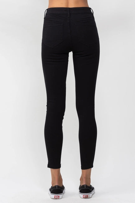 Shannon Knee Slit Black Skinny Jeans