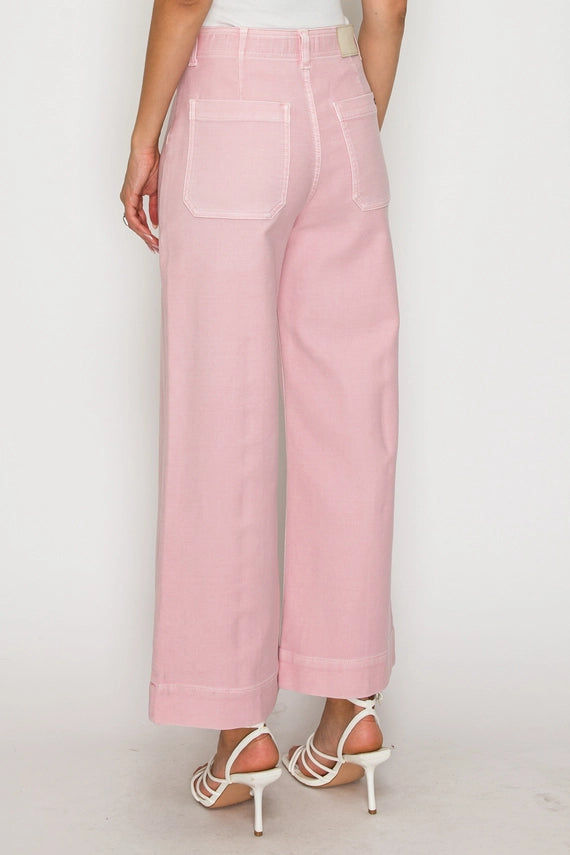 Marnie Pink Pintuck Wide Leg Jeans