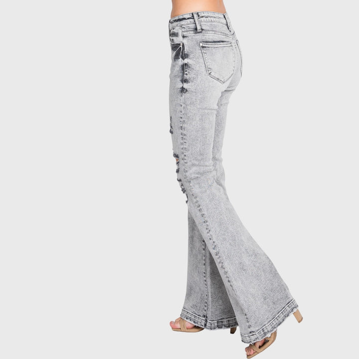 Gayla Gray Mid Rise Trouser Flare