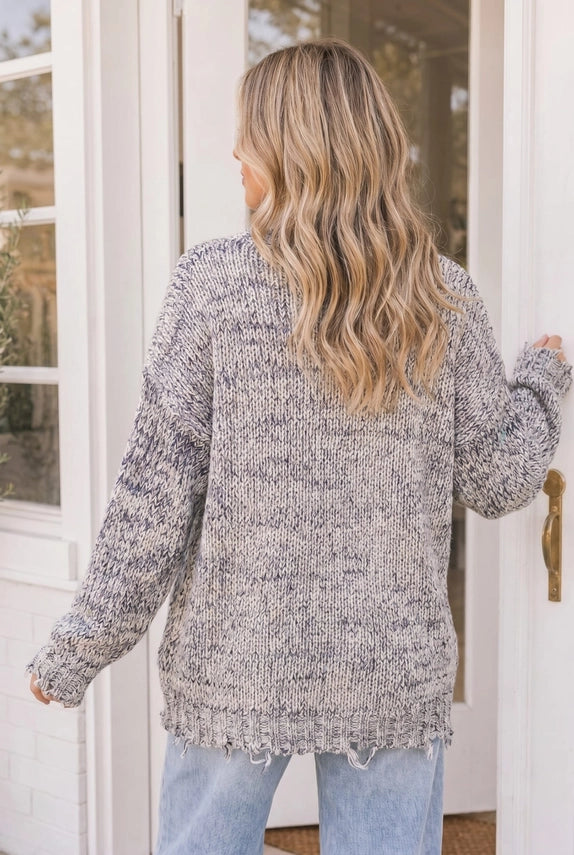 Jodi Distressed Marled Sweater