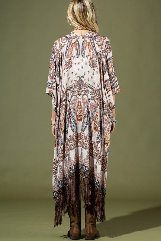 Seraphina Paisley Fringe Kimono