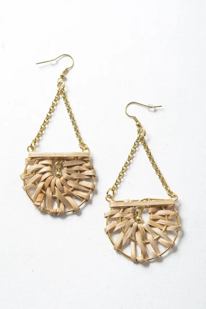 Ruthie Woven Rattan Drop Chain Earrings