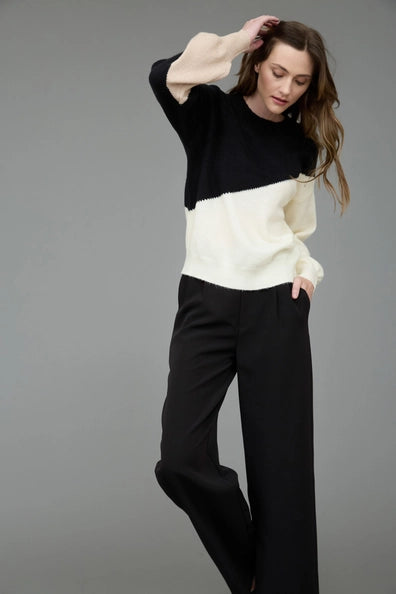 Courtney Asymmetrical Colorblock Crewneck