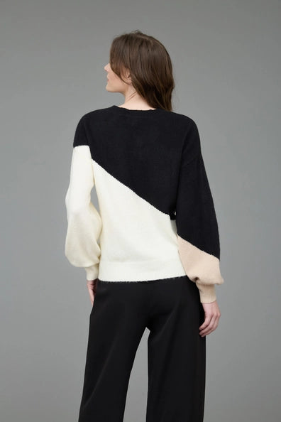 Courtney Asymmetrical Colorblock Crewneck