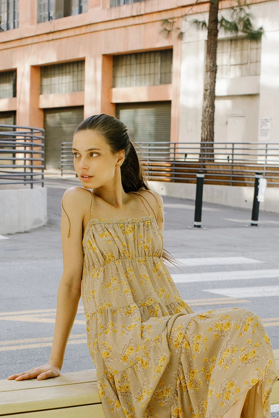 Amber Floral Ruffle Maxi Dress