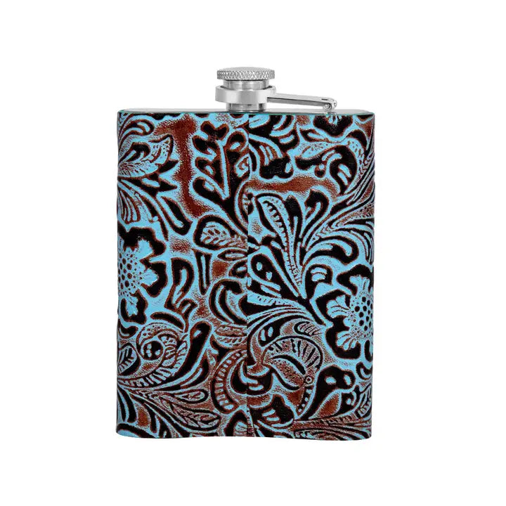 Amarillo Tooled Leather Flask