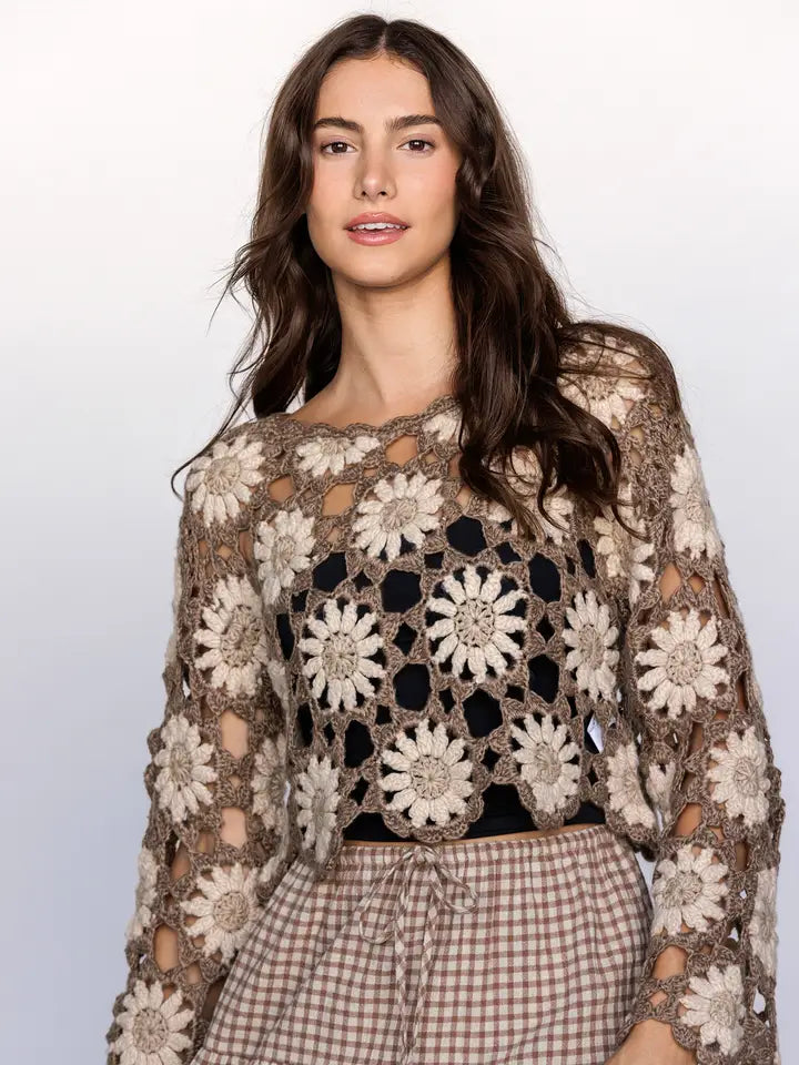 Tiffani Crochet Daisy Crop Top