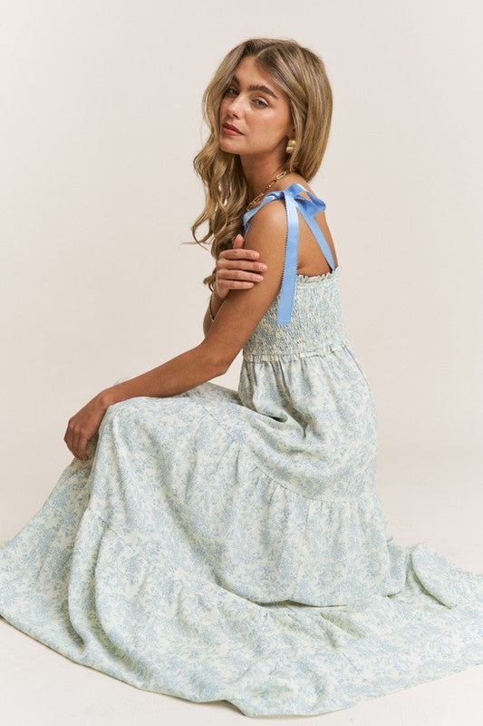 Elodie Floral Ribbon Strap Maxi Dress