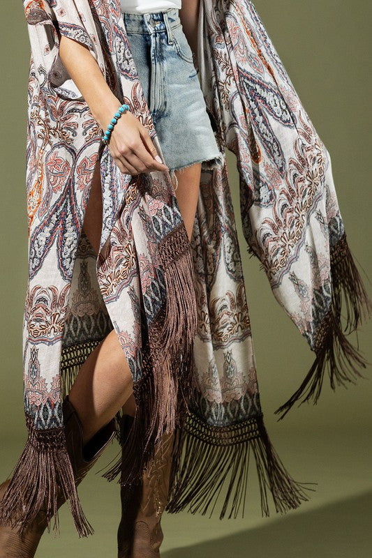 Seraphina Paisley Fringe Kimono