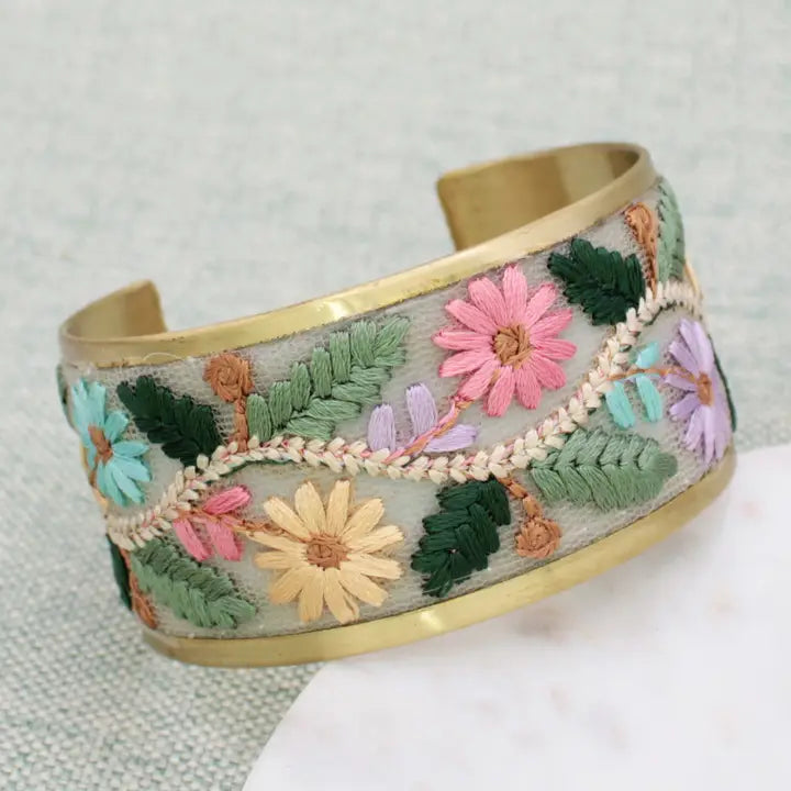 Maribelle Embroidered Floral Cuff Bracelet