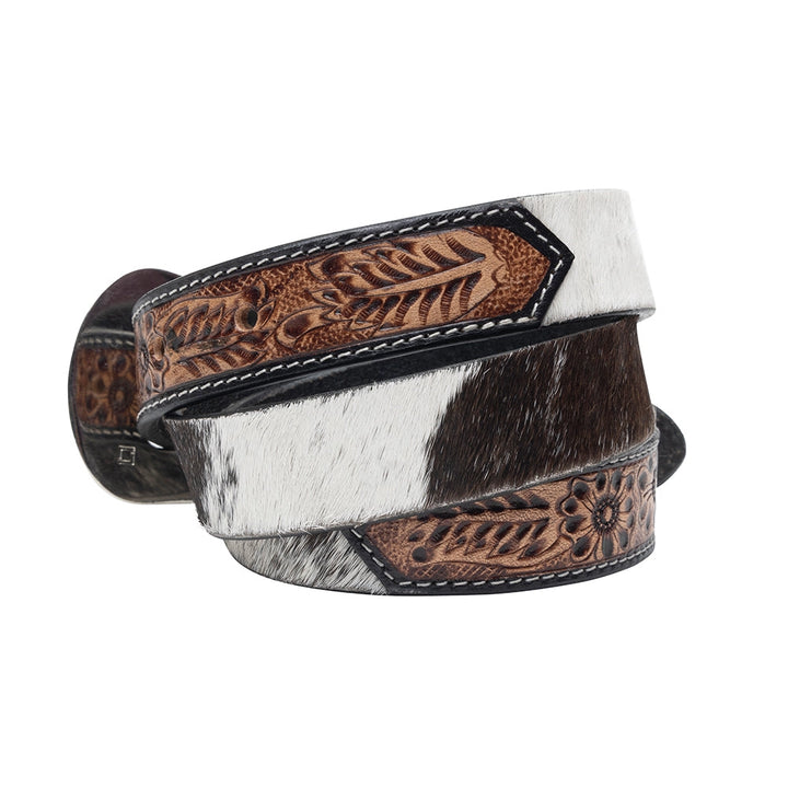 Shania Cowhide Tooled Leather Belt
