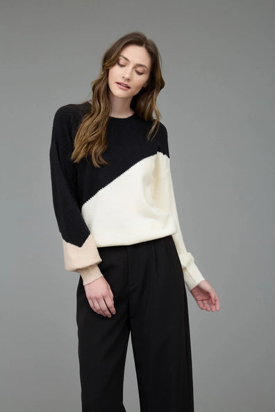 Courtney Asymmetrical Colorblock Crewneck