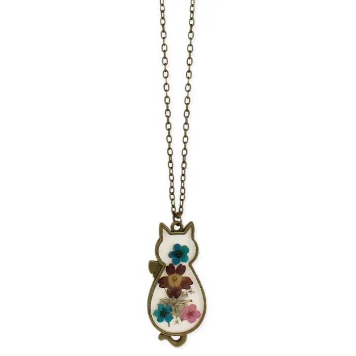 Elara Pressed Flower Cat Necklace