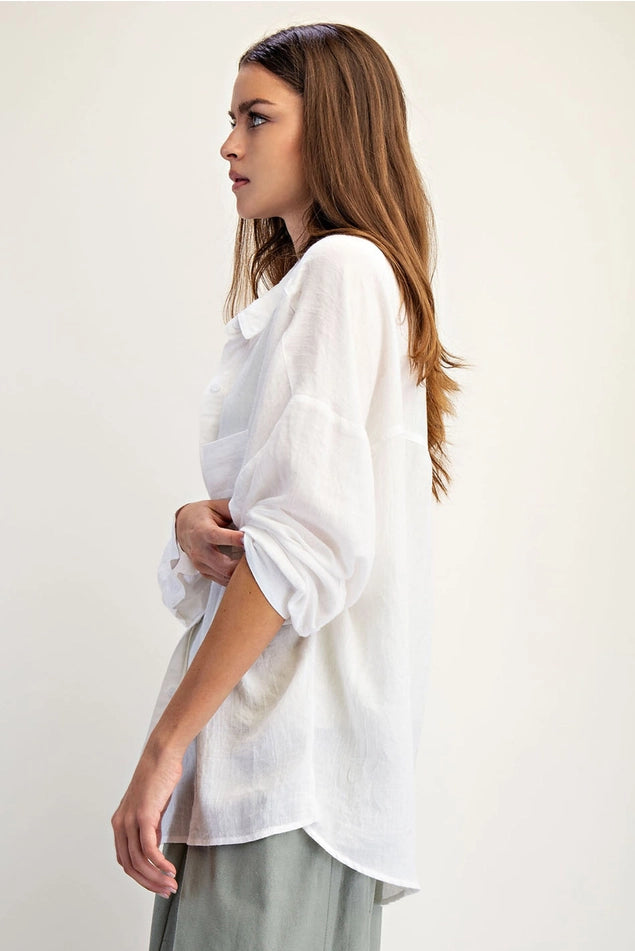 Samantha Linen Blend Button Down