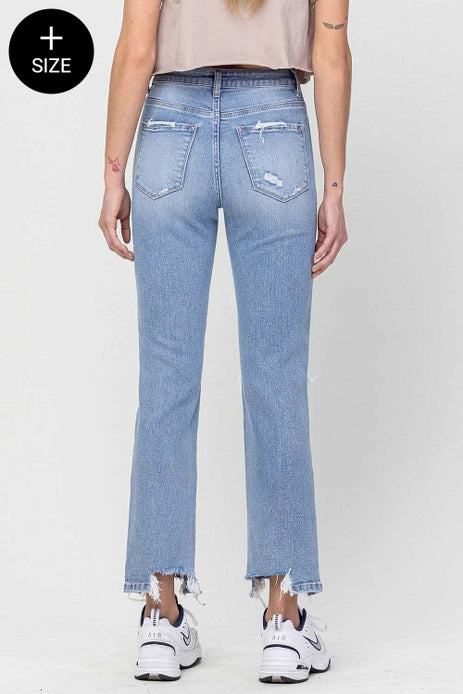 Tara 90's Super High Rise Distressed Dad Jeans- Extend Sizes