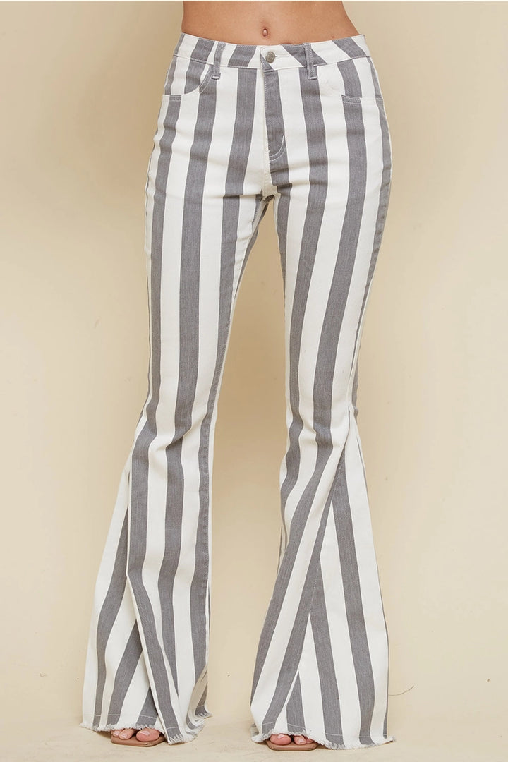 Foster Western Charcoal Striped flare Bottoms