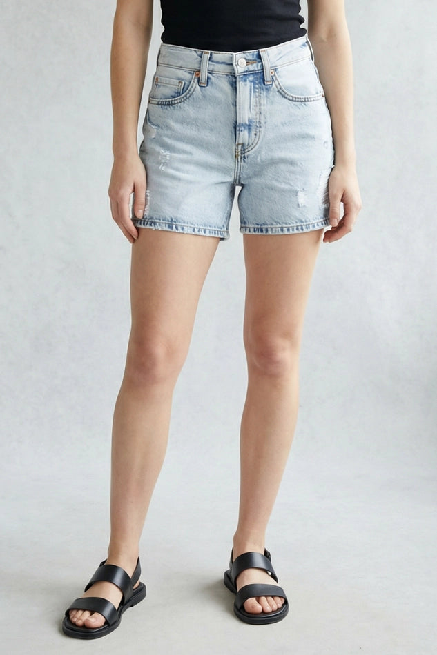 Sable Hybrid Denim Midi Shorts