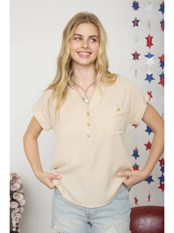 Tavira Button Front Top