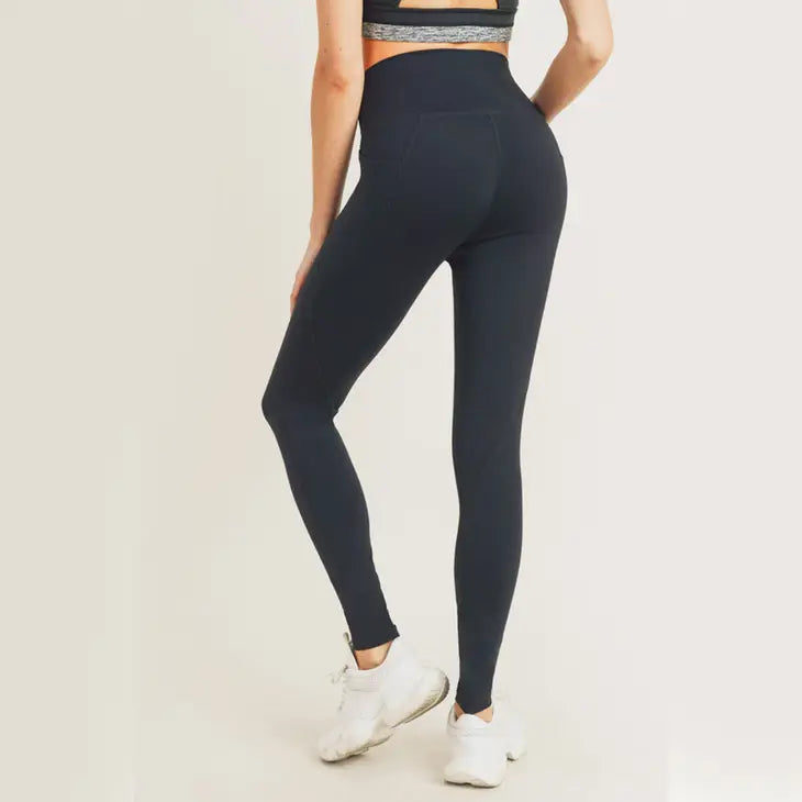 Shelby Tapered Band Essential Solid Highwaist Leggings - Petite