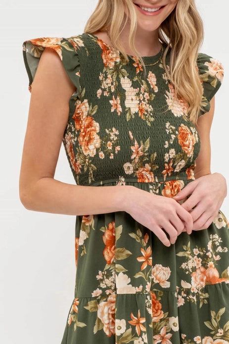 Silvia Smocked Floral Midi Dress