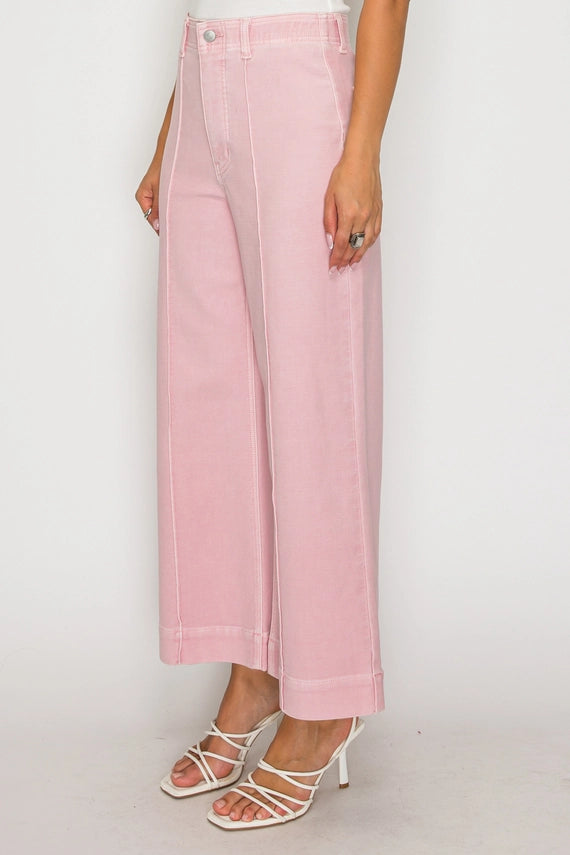 Marnie Pink Pintuck Wide Leg Jeans