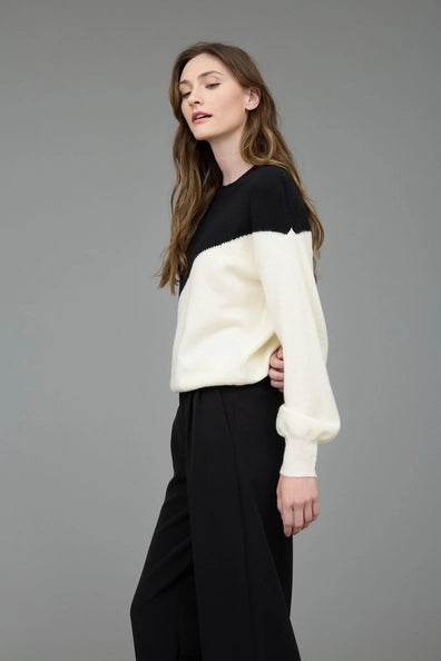 Courtney Asymmetrical Colorblock Crewneck