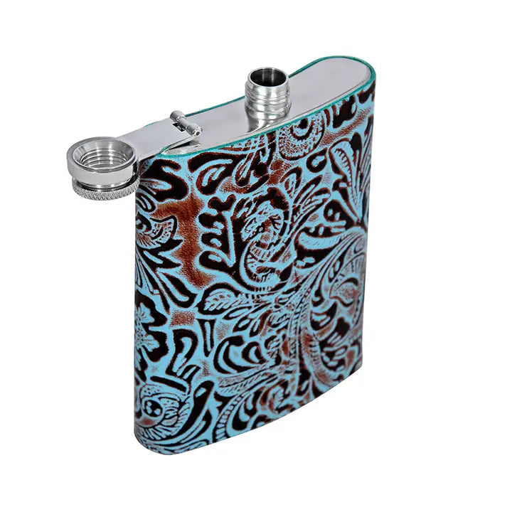 Amarillo Tooled Leather Flask