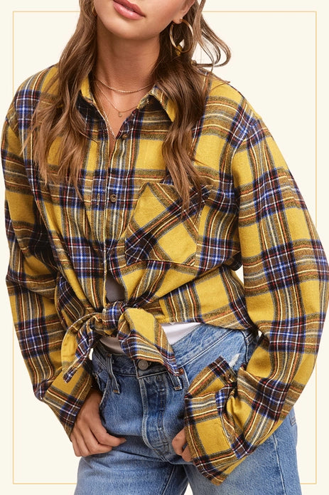 Bryony Loose Fit Plaid Button Down