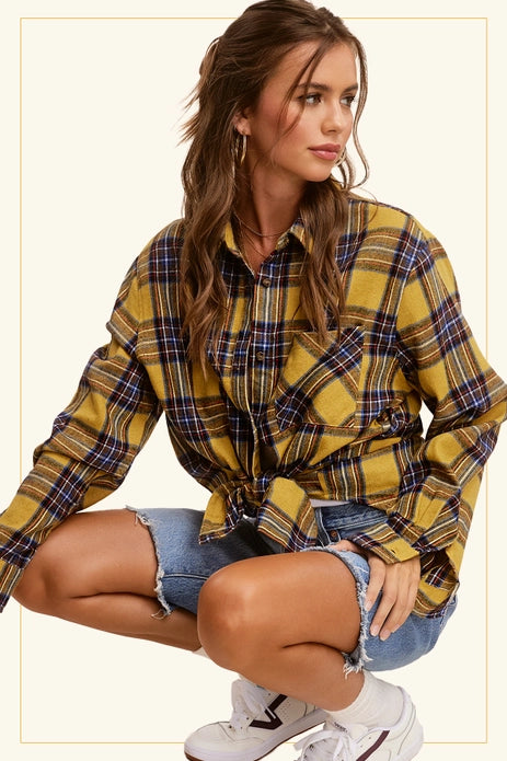 Bryony Loose Fit Plaid Button Down