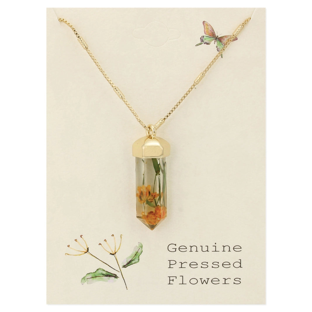 Quincy Dried Floral Crystal Necklace