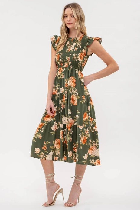 Silvia Smocked Floral Midi Dress