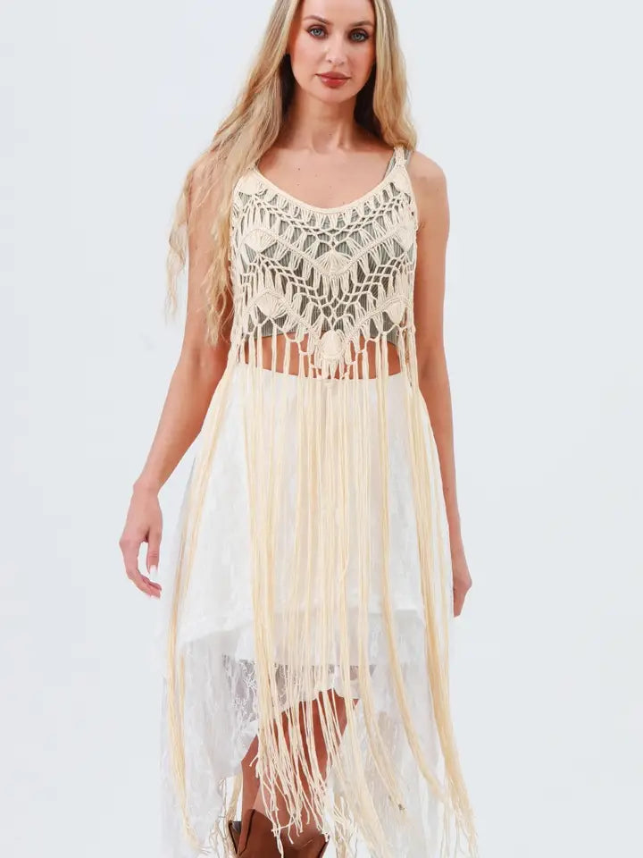 Calista Tassel Fringe Crochet Top