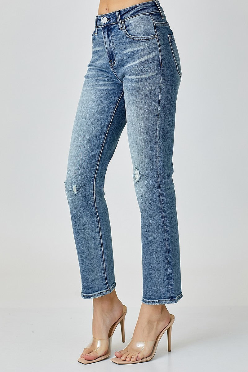 Evie Mid Rise Slim Straight Jeans