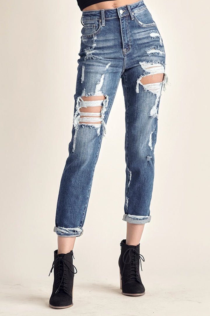 Duncan High Rise Distressed Boyfriend Jeans