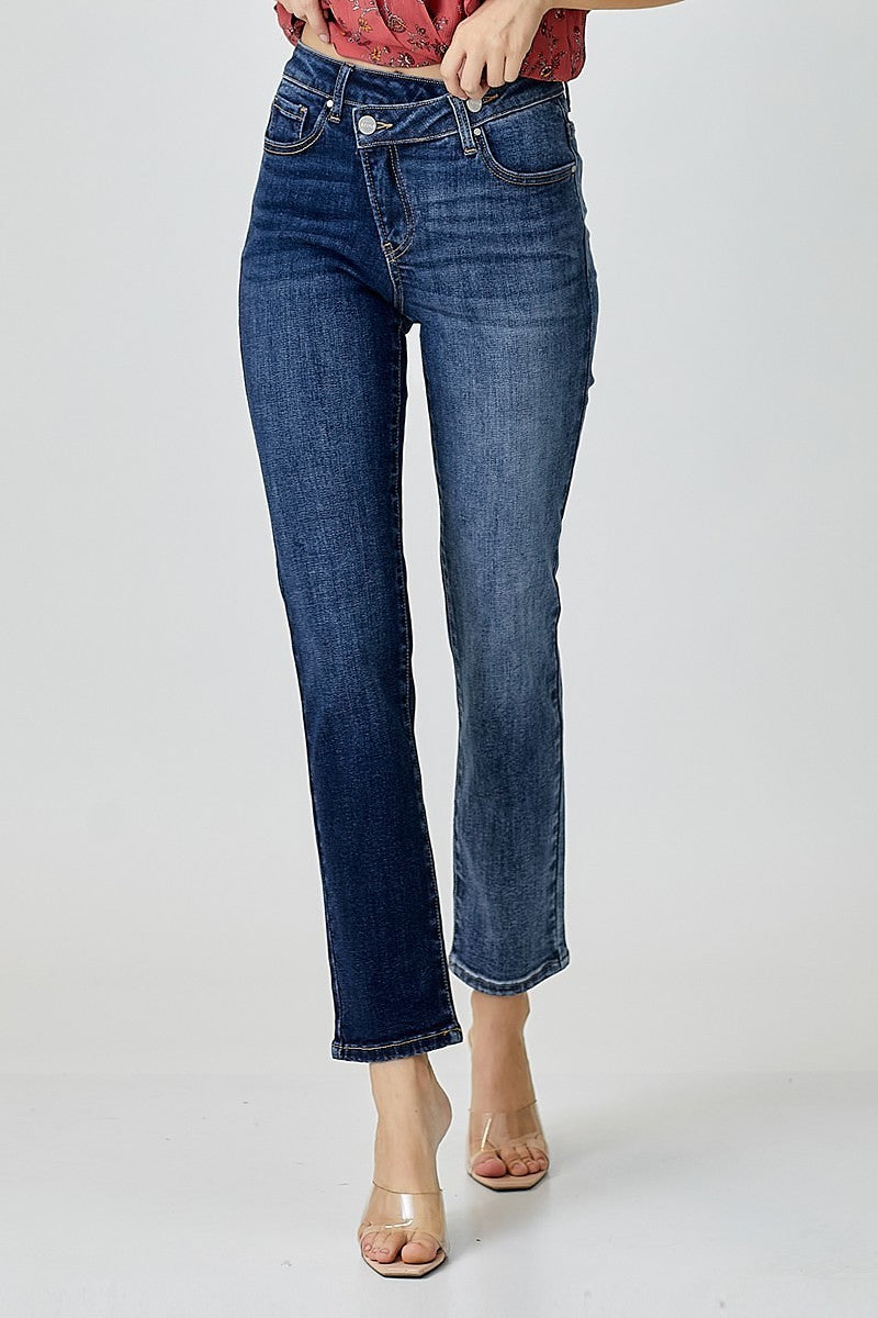 Hannah Mid Rise Crossover Relaxed Skinny Jeans
