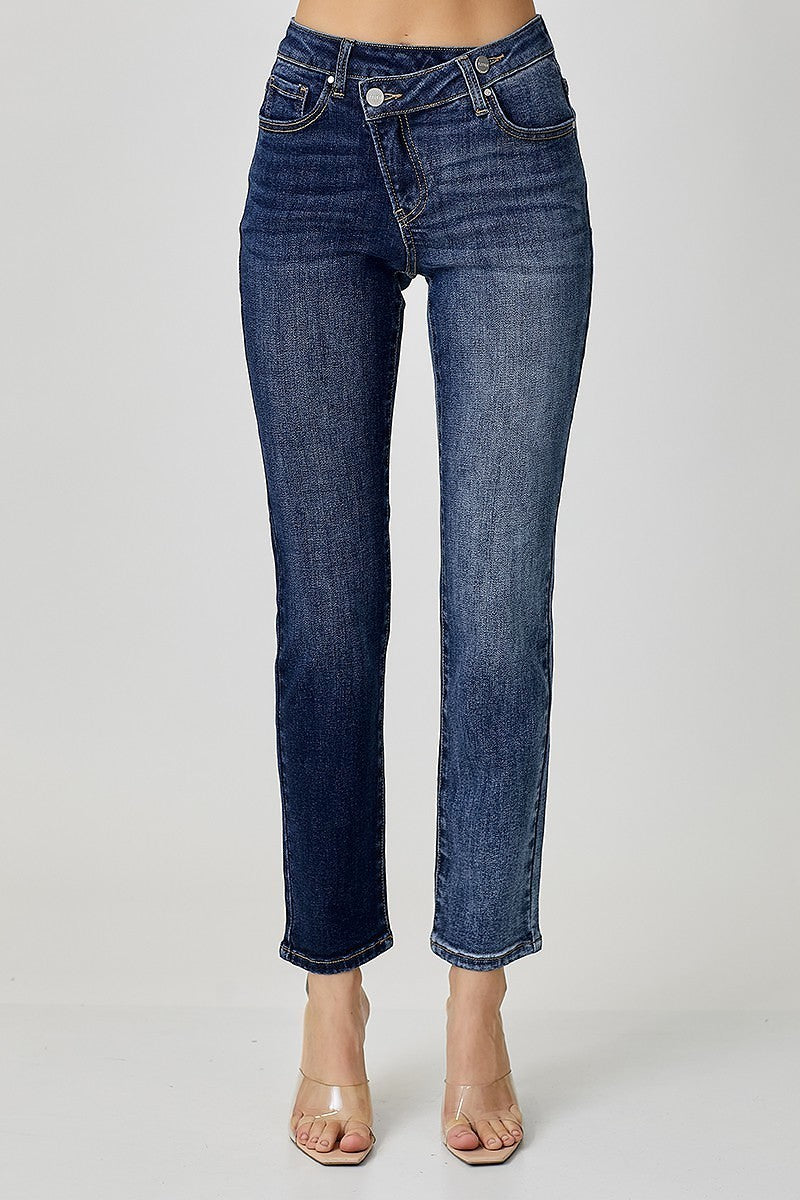 Hannah Mid Rise Crossover Relaxed Skinny Jeans