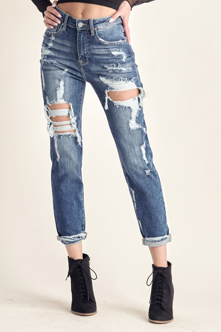 Duncan High Rise Distressed Boyfriend Jeans