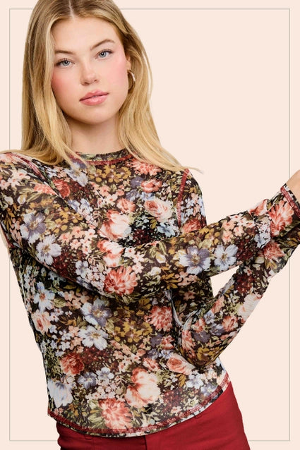 Sandra Semi Sheer Floral Top