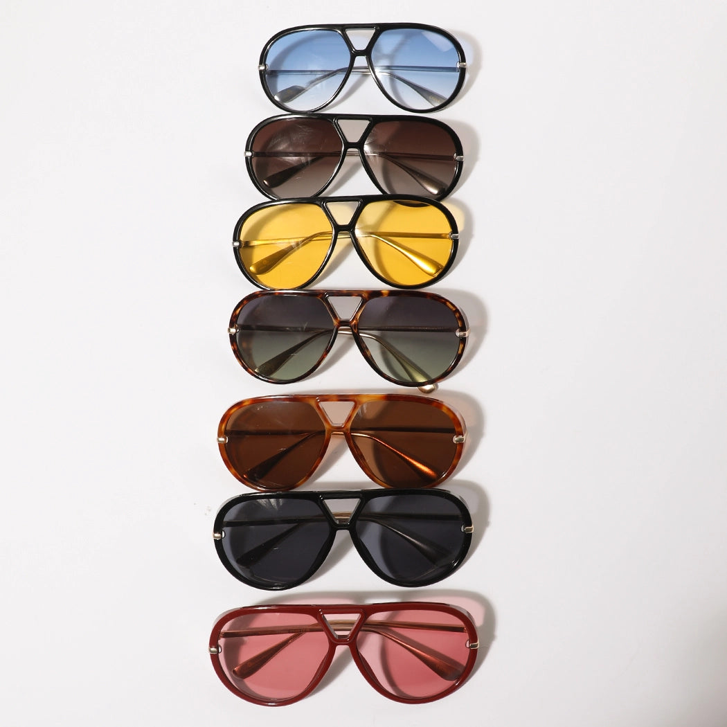Farrah Tinted Lens Retro Aviator Sunglasses