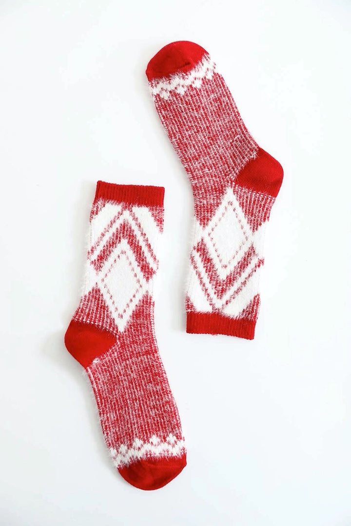 Phoenix Faux Mohair Diamond Socks