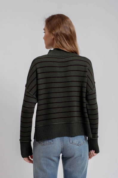 Ptolemy Mock Neck Striped Sweater