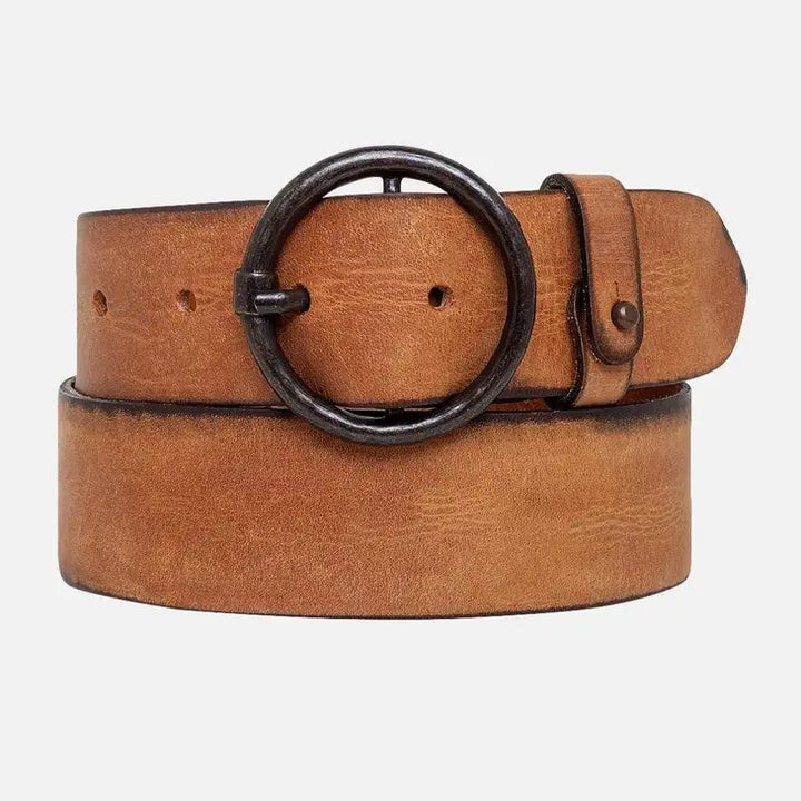 Pip Vintage Round Buckle Leather Belt