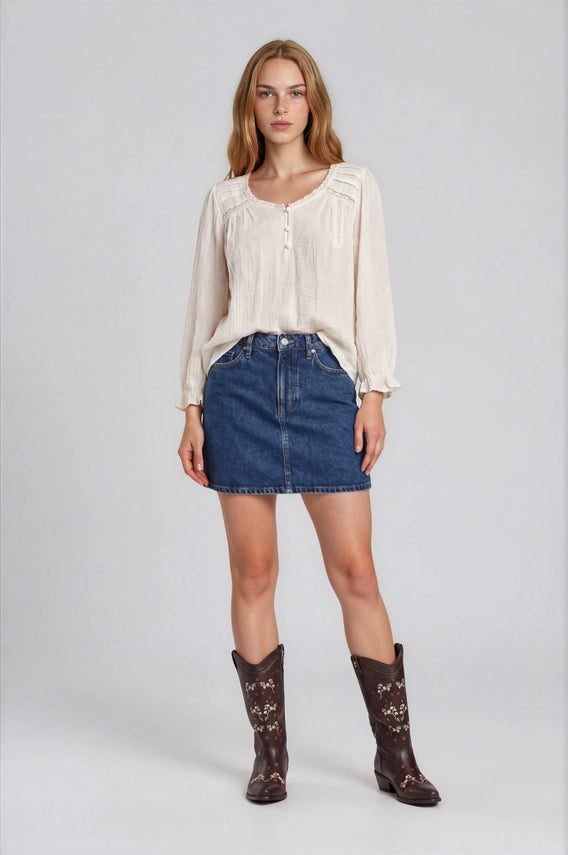 Deanna Pintuck Gauze Blouse