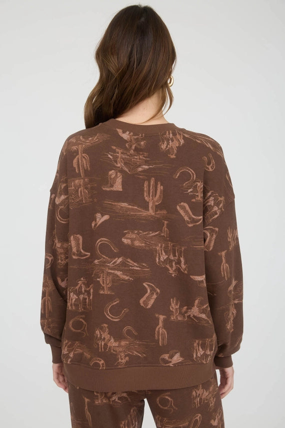 Dani Western Print Crewneck