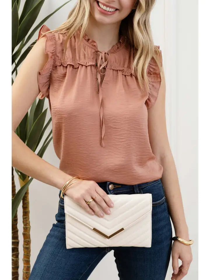 Leilani Ruffle Collared Front Tie Top