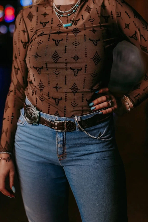 Heidi Western Mesh Top