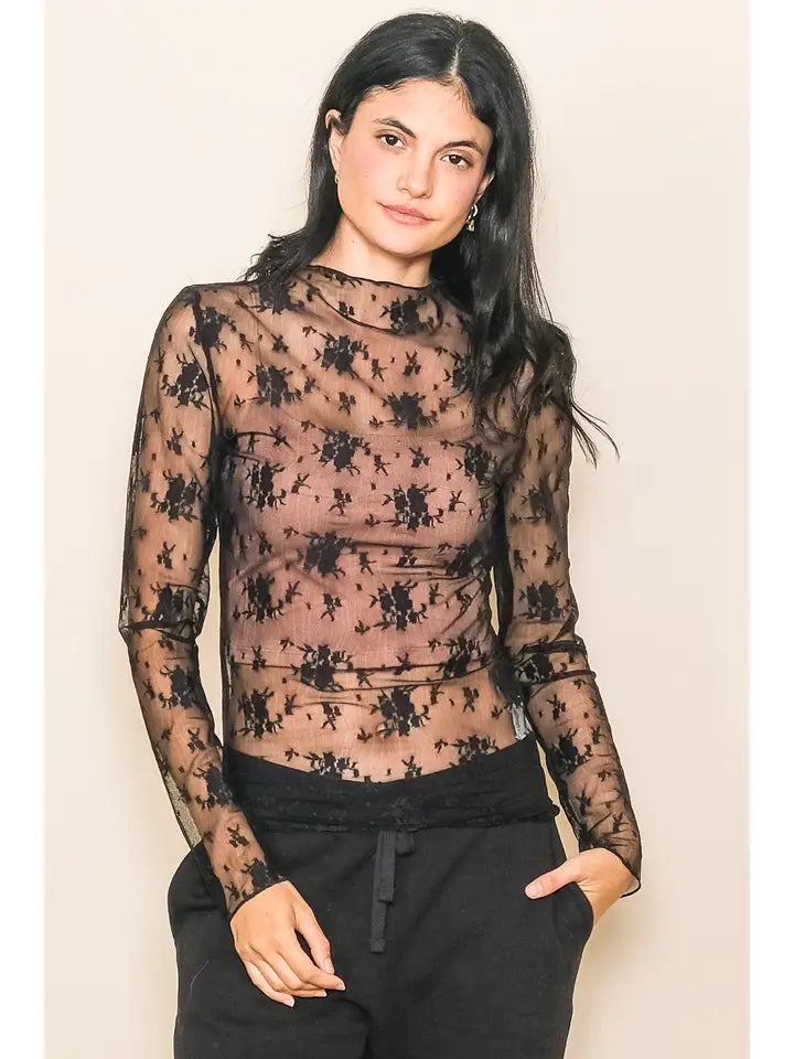 Lindsey Neck Layering Lace Top