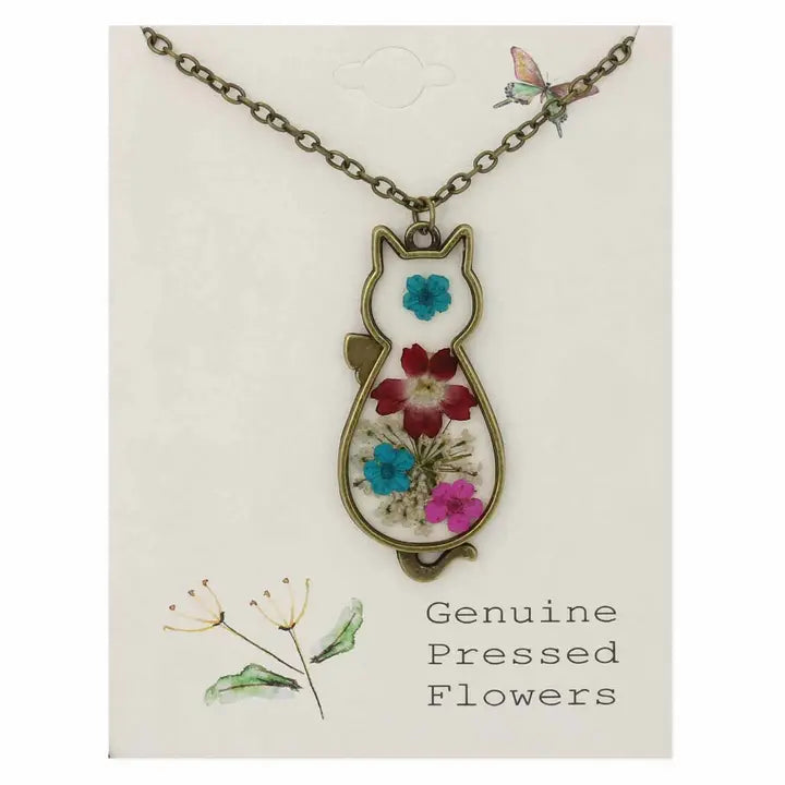 Elara Pressed Flower Cat Necklace