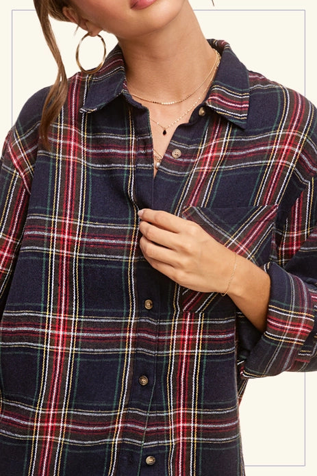 Bryony Loose Fit Plaid Button Down