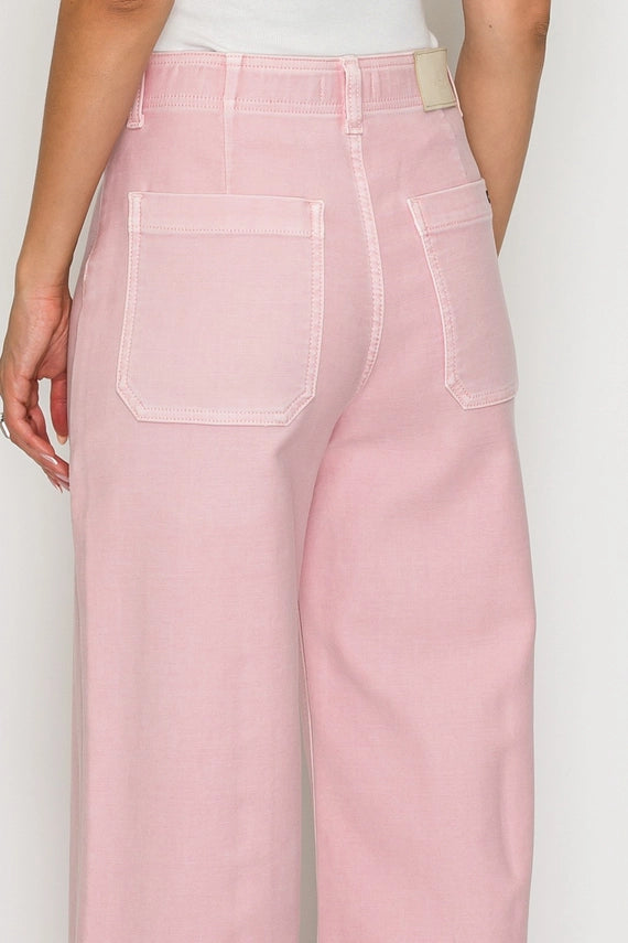 Marnie Pink Pintuck Wide Leg Jeans